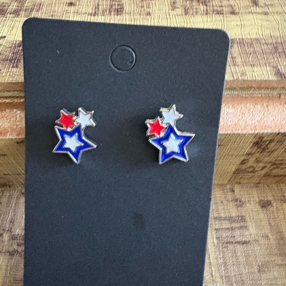 Source Unknown Red and Blue Star Earrings